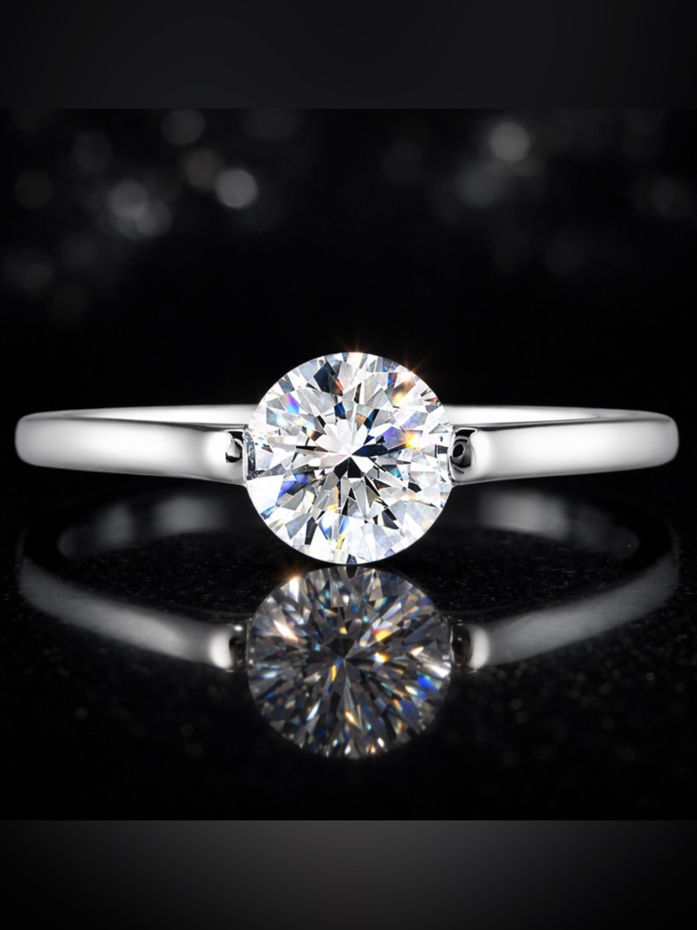 1.25ct Diamonique Tension Set Solitaire Cz Engagement Wedding Ring Silver QVC